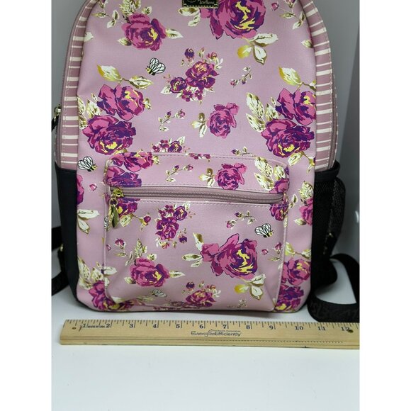 Betsey-Johnson Pink Floral Backpack & Lunch Bag Set – Bee Purple Rose AOP Print - Picture 7 of 10